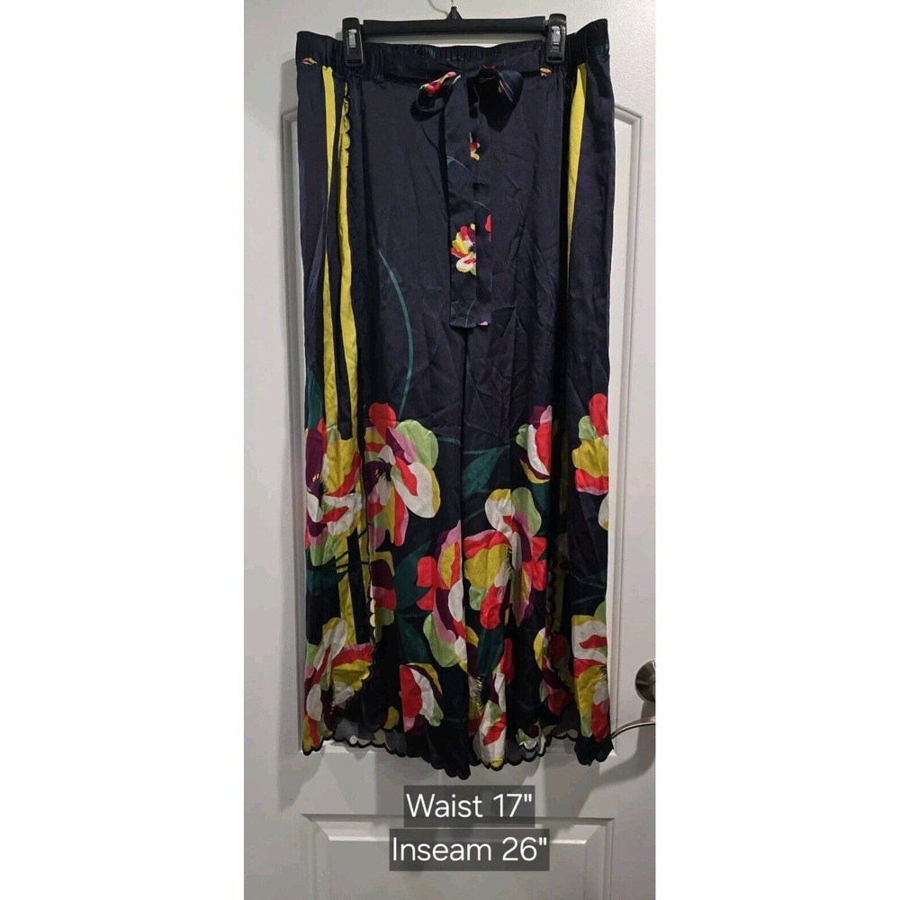Johnny Was Cassandra Stretch Slit Silk Wide Leg Pants SZ L NWT MSRP $285 - Picture 2 of 11